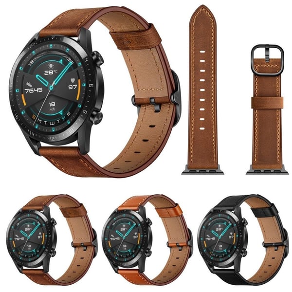 Huawei Watch GT 2 46mm / Honor MagicWatch 2 46mm urrem i okselæder - Sort