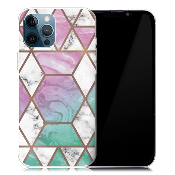Marmordesign iPhone 13 Pro deksel - Hvit Diamant I Fargerik Bakgrunn