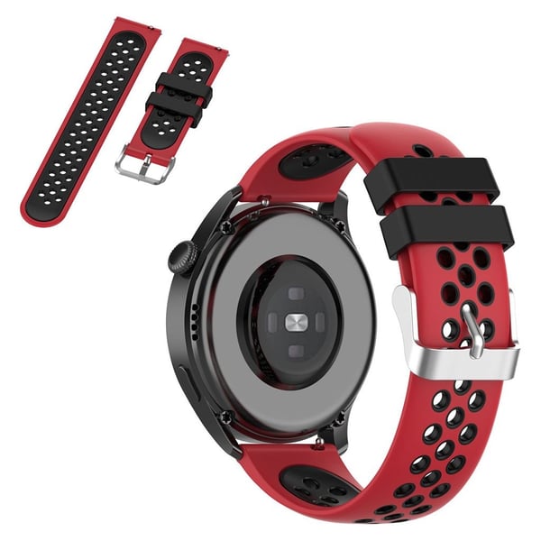 22 mm universal tofarget sporty klokkerem i silikon - Rød / Svart