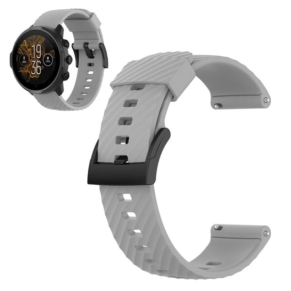 24mm silikoninen kellohihna Suunto-laitteelle - Harmaa
