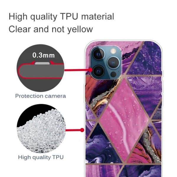 Marmordesign iPhone 13 Pro Max deksel - Lilla Og Rosa Marmor