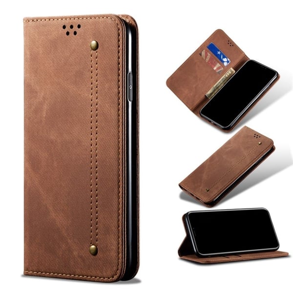 Jeans iPhone 13 Mini flip etui - Brun