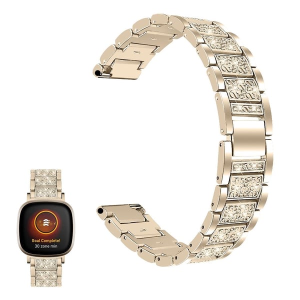 Fitbit Sense / Versa 3 elegant urrem med rhinestone dekor - Gull