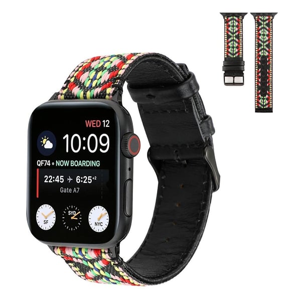 Apple Watch Series 6 / 5 40mm ethnic ægte læder rem - rød Apple Watch Series 6 / 5 40mm ethnic ægte læder rem - rød