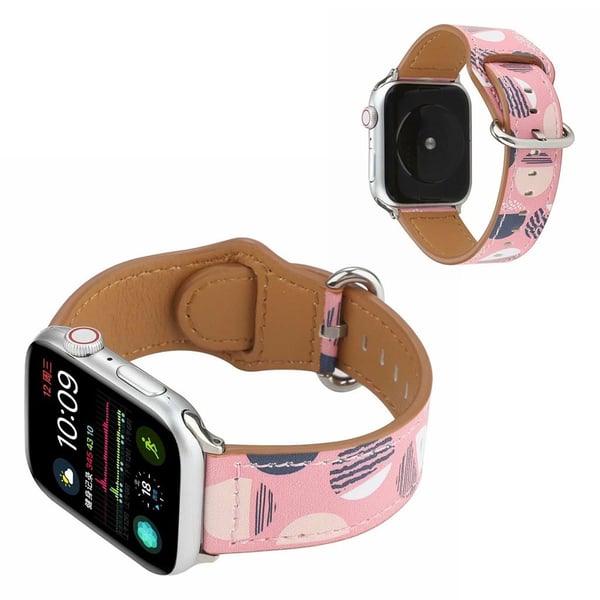 Apple Watch Series 6 / 5 44mm mønster ekte lærarmbånd - Søtt Mønster