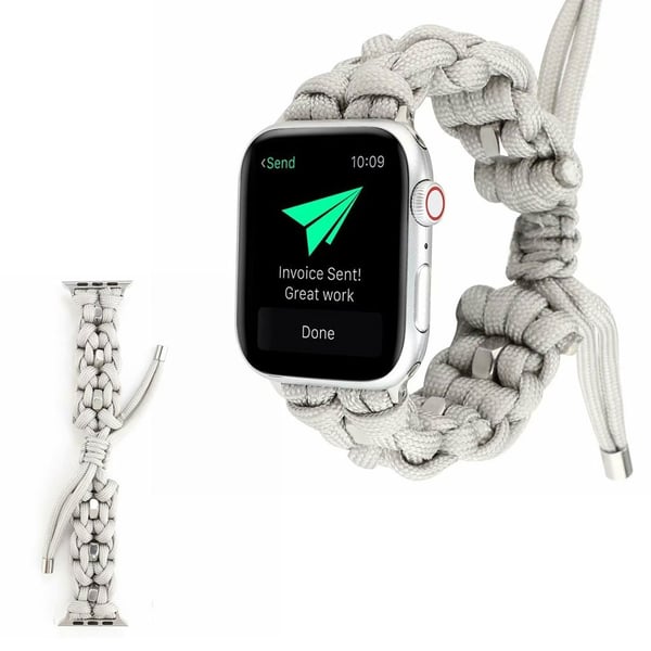Apple Watch Series 6 / 5 40 mm nylon i rustfritt stålarmbånd - Hvit