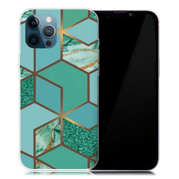Marble design iPhone 13 Pro Max cover - Blågrøn Marmorflise