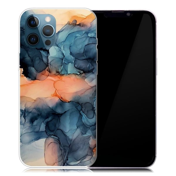 Marble design iPhone 13 Pro Max cover - Orange Mellem De Blå Nuancer