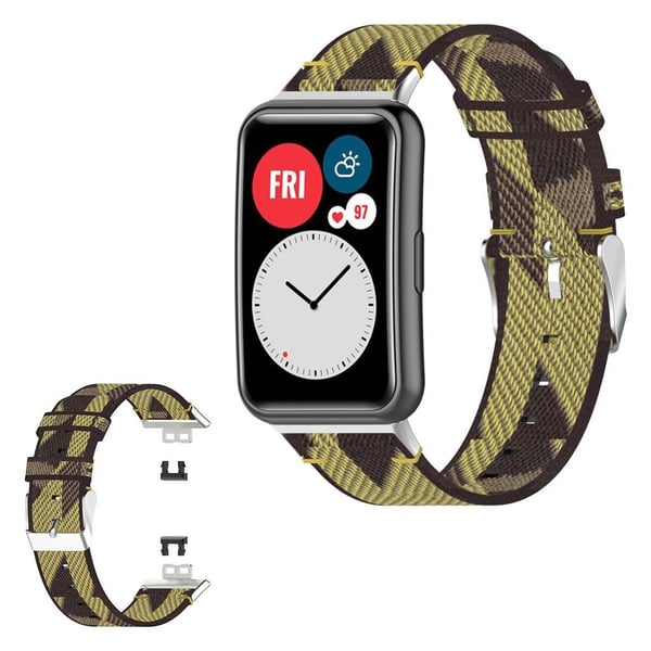Huawei Watch Fit vevd patetrn-klokkearmbånd - Gul