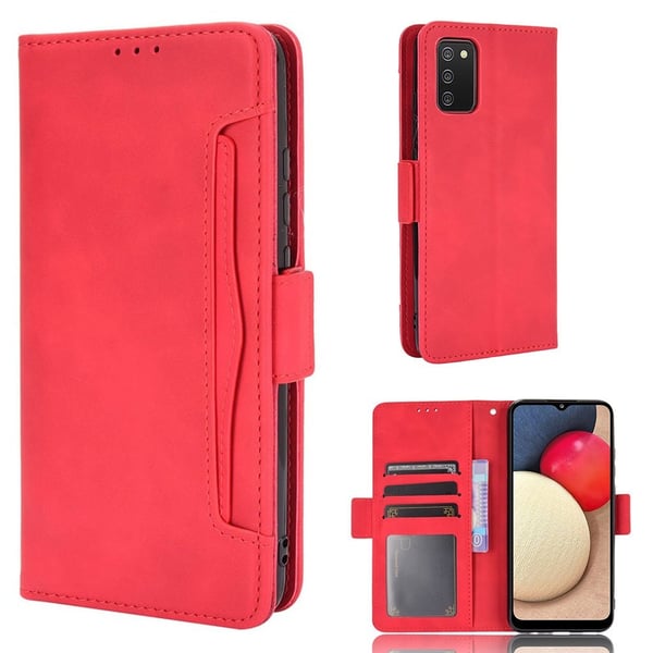 Lommebok-etui i moderne skinn-design Samsung Galaxy A03s - Rød