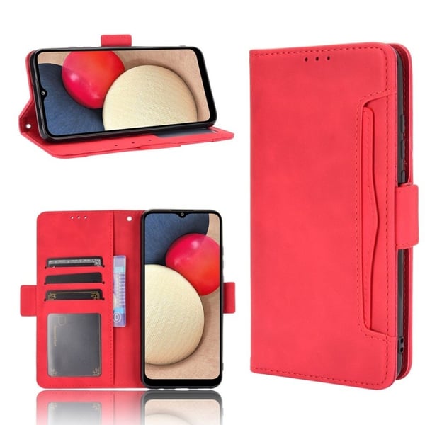 Lommebok-etui i moderne skinn-design Samsung Galaxy A03s - Rød