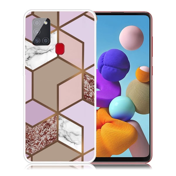 Marble design Samsung Galaxy A21s kotelot - Kultainen Rehevä Laatta