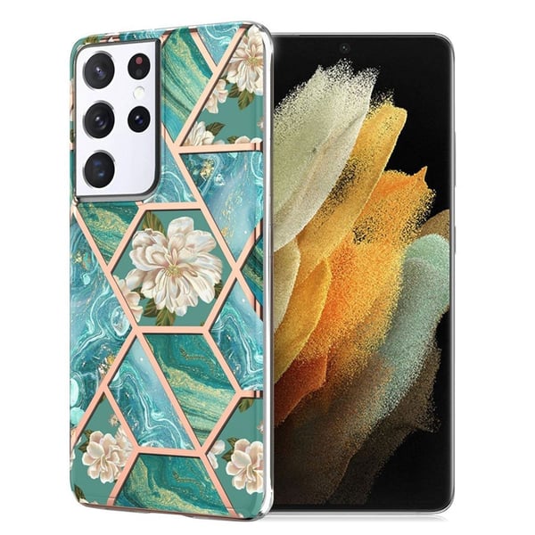 Marmormotiv Samsung Galaxy S21 Ultra 5G skal - Grön Marmor / Blomma Marmormotiv Samsung Galaxy S21 Ultra 5G skal - Grön Marmor / Blomma
