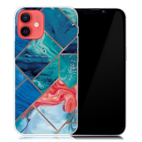Marmordesign iPhone 13 Mini deksel - Blå Og Oransje Marmor Marmordesign iPhone 13 Mini deksel - Blå Og Oransje Marmor