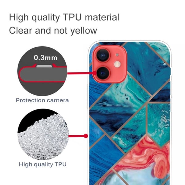 Marmordesign iPhone 13 Mini deksel - Blå Og Oransje Marmor