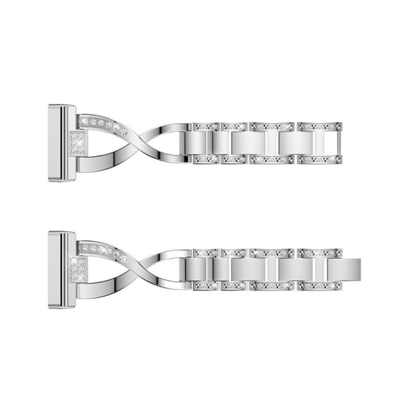 Fitbit Sense / Versa 3 X-formet urrem med rhinestone - Sølv