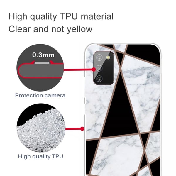 Marmordesign Samsung Galaxy A03s deksel - Svart Og Hvit Marmor