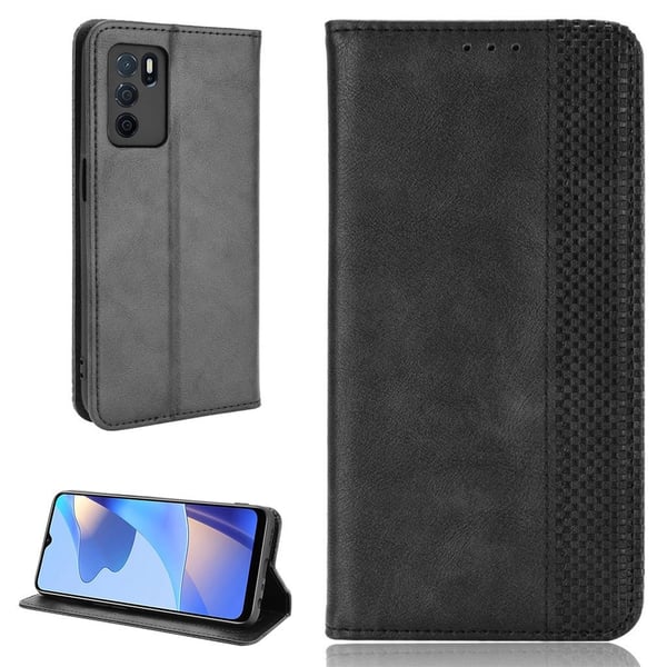 Bofink Vintage Oppo A16 Læretui - Svart