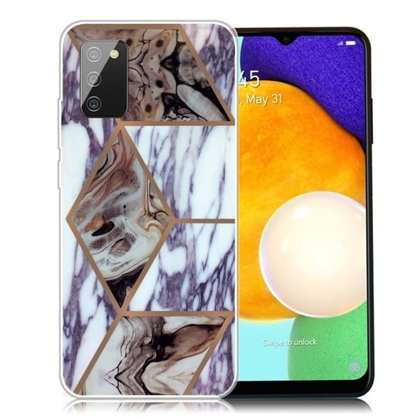 Marmordesign Samsung Galaxy A03s deksel - Blå Og Brun Marmor