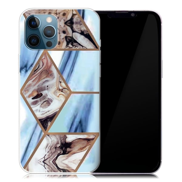 Marble design iPhone 13 Pro Max cover - Himmelblå Og Brun Marmor