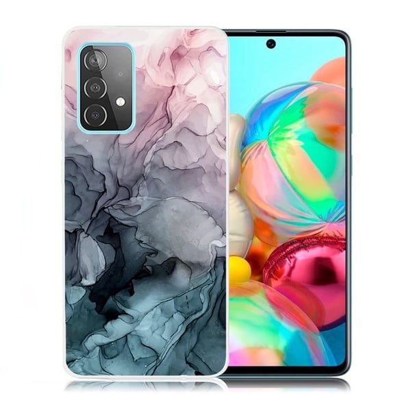 Marble Samsung Galaxy A72 5G Etui - Rose og Greyish Blåe Skyer