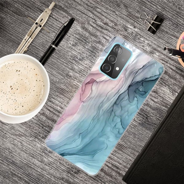 Marble Samsung Galaxy A72 5G Etui - Rose / Blå Klinkekule