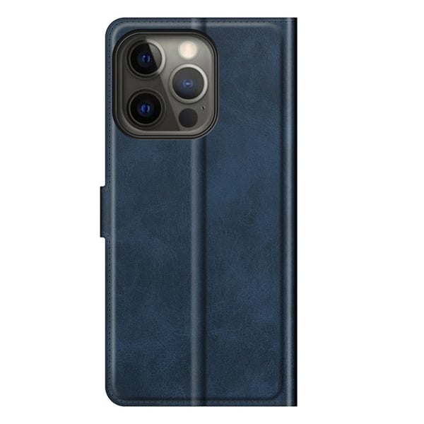 Hållbart konstläder iPhone 13 Pro fodral med plånbok - Blå