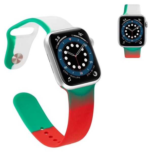 Apple Watch 42 mm - 44 mm trefarget silikonklokkerem med spleising - Rød / Grønn / Hvit / Størrelse: S