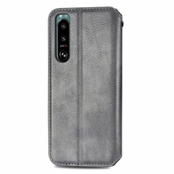 Skinn-etui med stilfult rombeavtrykk for Sony Xperia 5 III - Grå