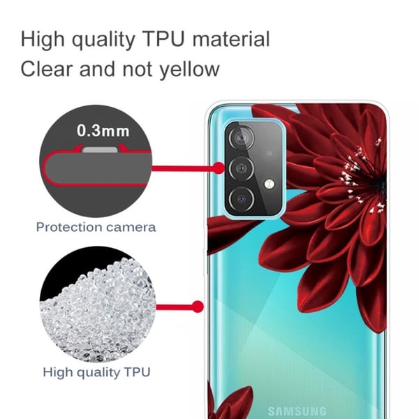 Deco Samsung Galaxy A72 5G Etui - Rød Blomst
