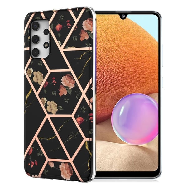Marble Samsung Galaxy A32 Suojakotelo - Musta Marble / Flower