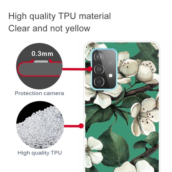 Deco Samsung Galaxy A72 5G Etui - Hvit Blomst