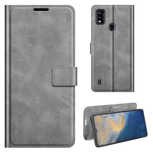 Lompakko Nahkakotelo For ZTE Blade A51 - Harmaa