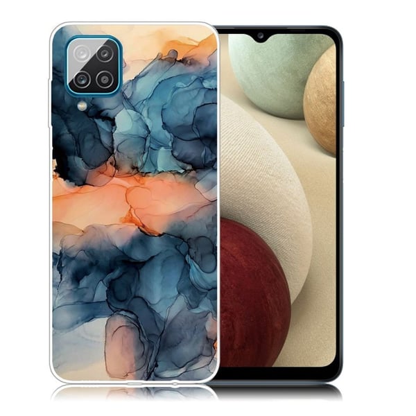 Marble design Samsung Galaxy A12 5G kotelot - Oranssi Sinisen Välissä Marble design Samsung Galaxy A12 5G kotelot - Oranssi Sinisen Välissä