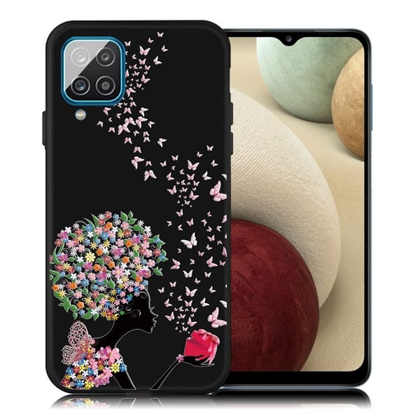 Imagine Samsung Galaxy A12 5G Etui - Blomstret Jente og Sommerfugl