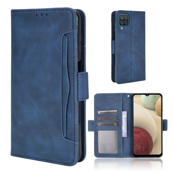 Lommebok-etui i moderne skinn-design Samsung Galaxy M32 - Blå