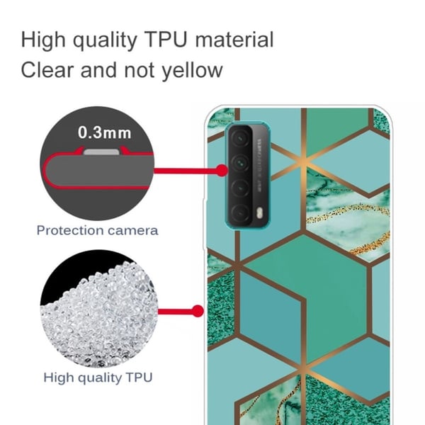 Marble Huawei Y7A / P Smart 2021 Etui - Teal Klinkekule Tile