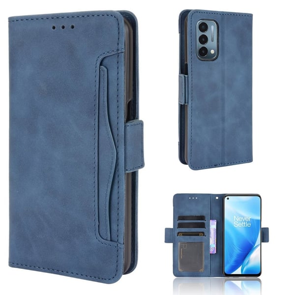 Lommebok-etui i moderne skinn-design OnePlus Nord N200 5G - Blå