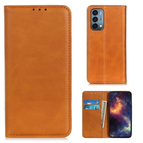 Flipveske i ekte skinn i lommebokstil for OnePlus Nord N200 5G - Brun