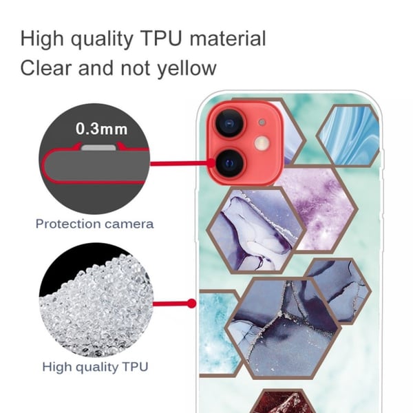 Marmordesign iPhone 13 deksel - Sekskantede Fragmenter I Himmelblått