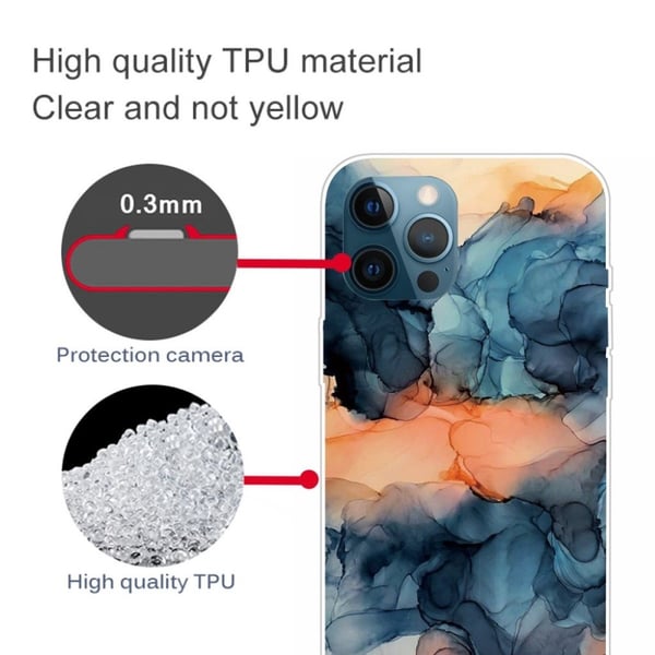 Marmordesign iPhone 13 Pro deksel - Oransje Mellom Det Blå