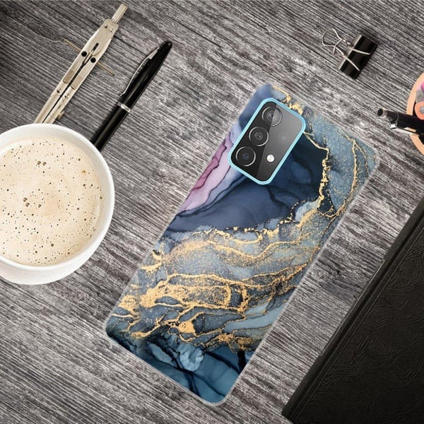 Marble Samsung Galaxy A52 5G Etui - Blue på Golden Splash Klinkekule