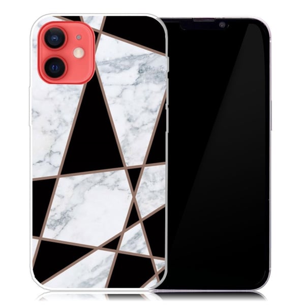 Marmordesign iPhone 13 Mini deksel - Svart Og Hvit Marmor
