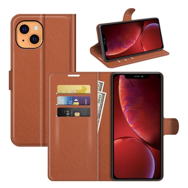 Classic iPhone 13 flip etui - Brun