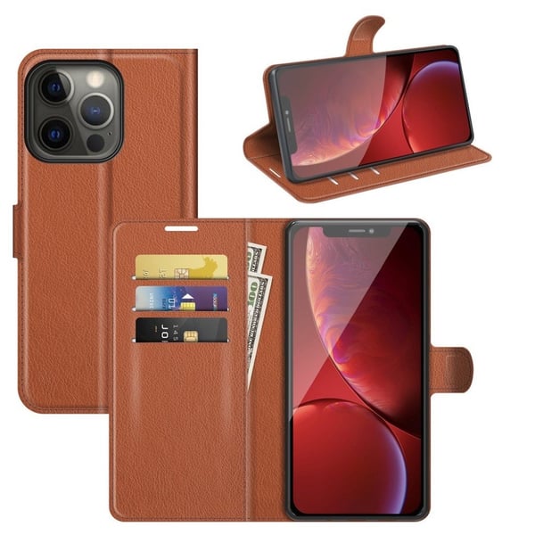 Classic iPhone 13 Pro flip etui - Brun