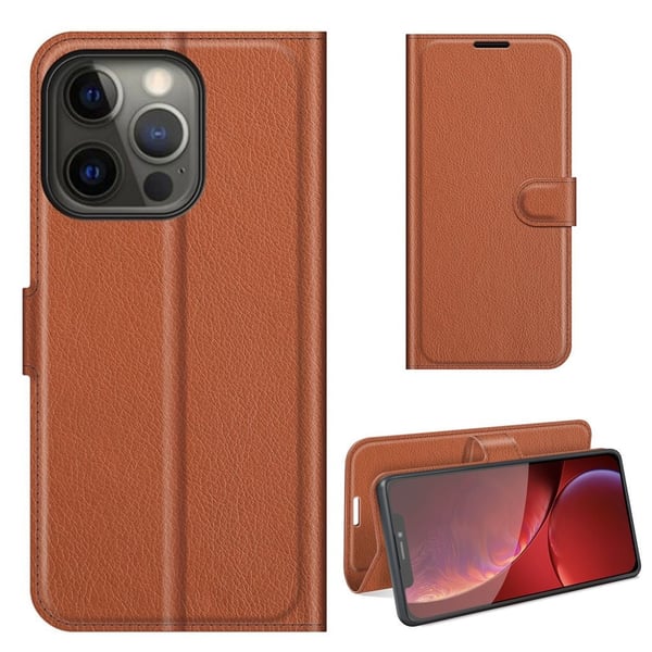 Classic iPhone 13 Pro flip etui - Brun
