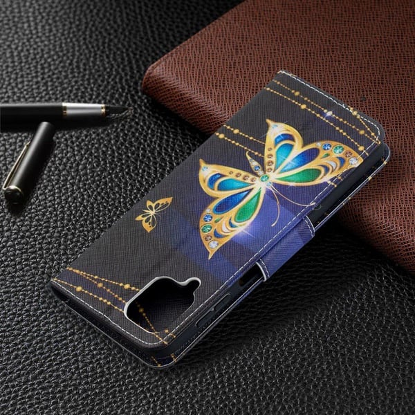 Wonderland Samsung Galaxy A12 5G Flippetui - Gull Sommerfugl