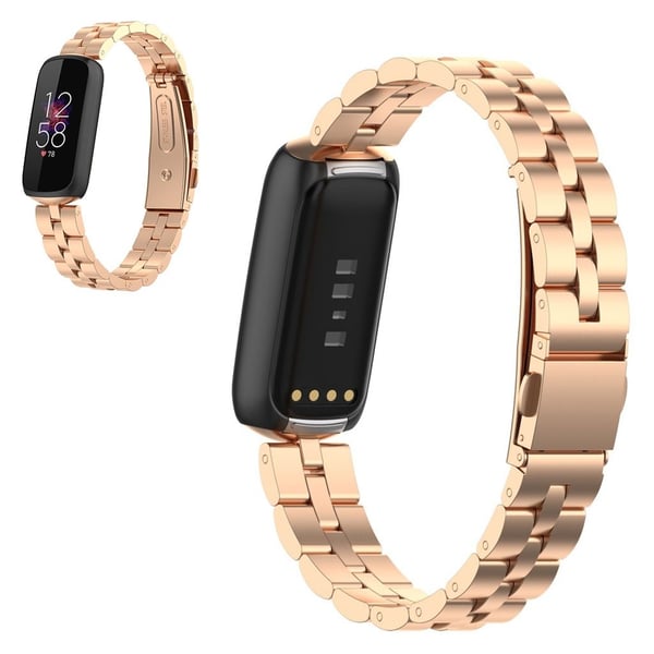 Fitbit Luxe klokkerem med tre perler i rustfritt stål - Rose Gull