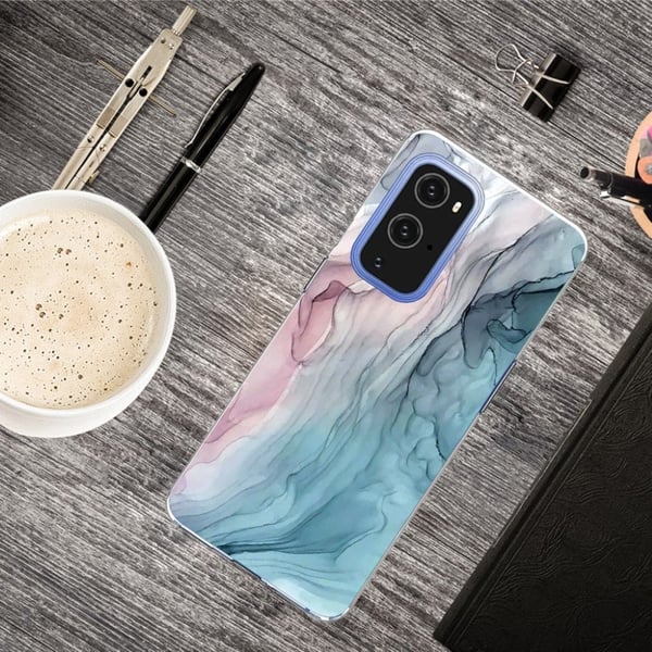 Marble OnePlus 9 Pro Etui - Rose / Blå Klinkekule