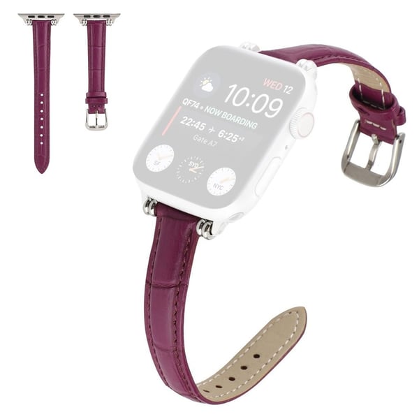 Apple Watch 42 mm - 44 mm klokkerem i ekte lær i krokodillestil - Lilla